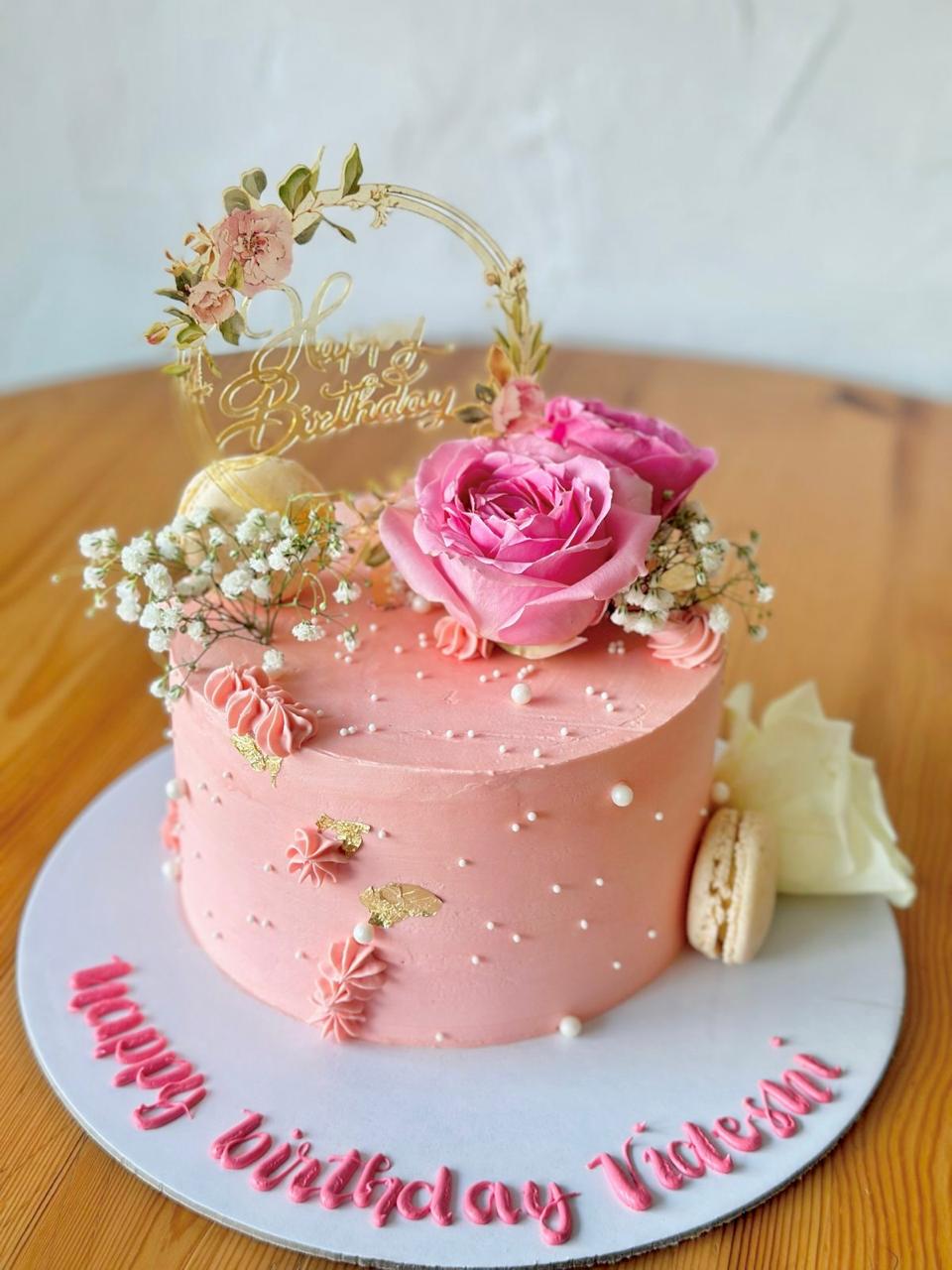 Pink Floral Theme Cake